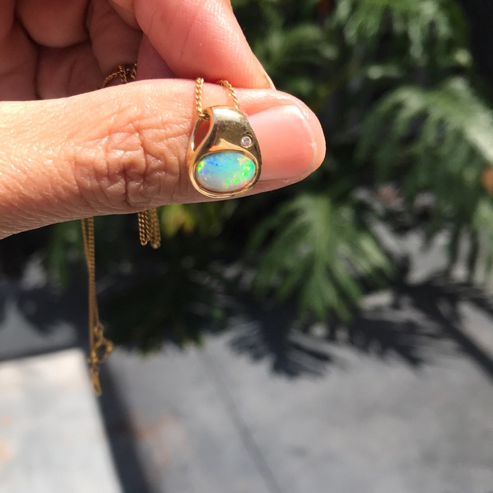 Solid Crystal Australian Opal pendant